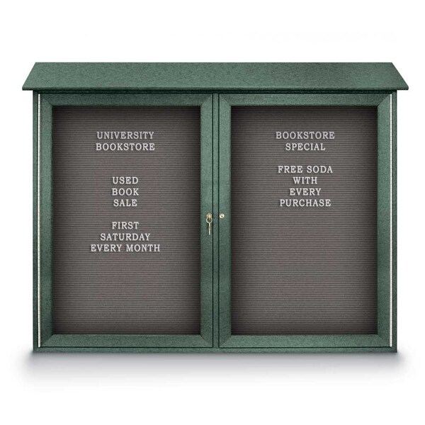 Indoor Enclosed Combo Board, 48"x36", Satin Frame/Grey & Burgundy